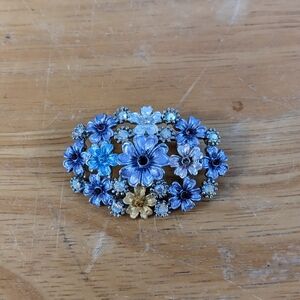 Multicolored Flower Cubic Zirconia Brooch